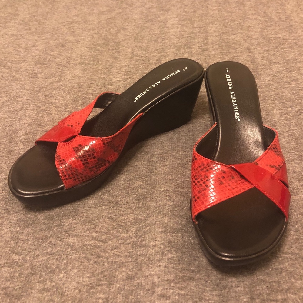 Athena Alexander Red Mule Sandals - Red